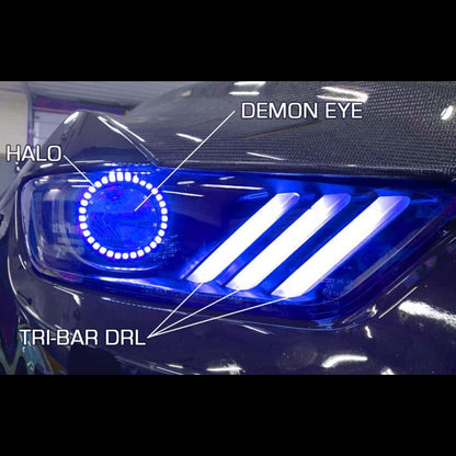 2015-2017 Mustang ORACLE Pre-Assembled Black Series ColorSHIFT Headlights