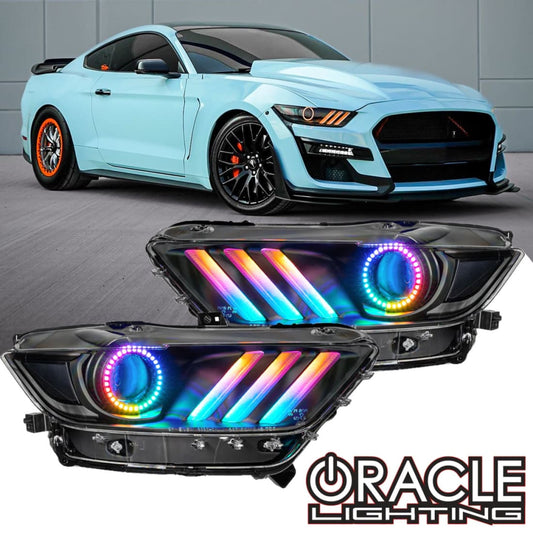 2015-2017 Mustang ORACLE Pre-Assembled Black Series ColorSHIFT Headlights