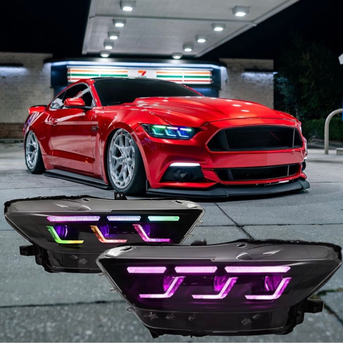 2015-2017 Mustang S650 Style Headlight Colorshift RGB